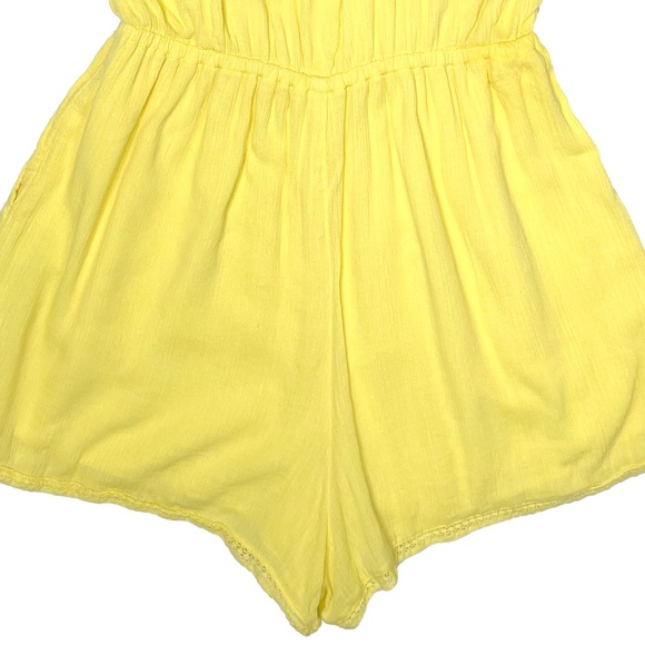 Abercrombie & Fitch Yellow Romper Shorts Crochet Lace AF Size Large - Picture 9 of 11